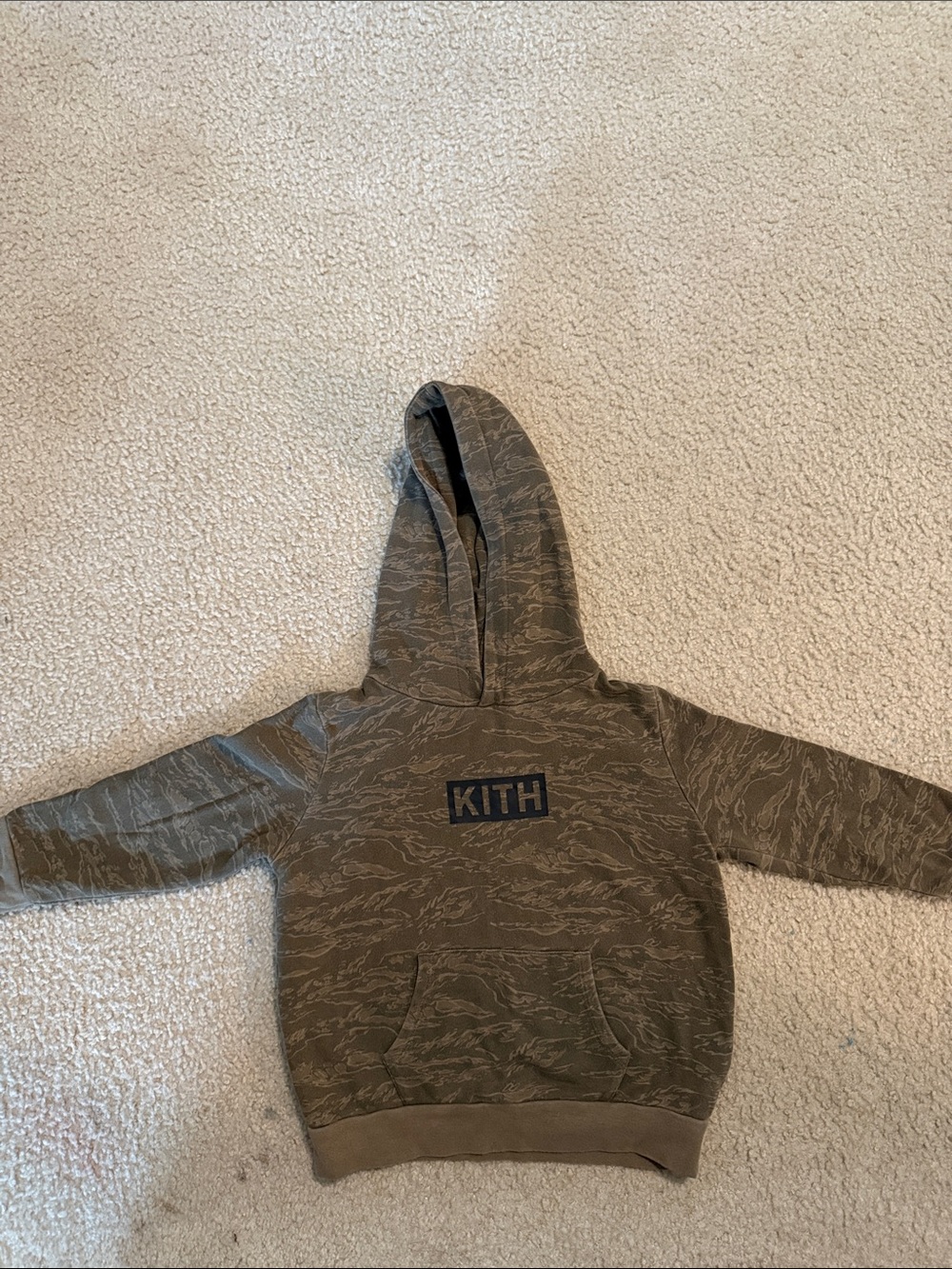 Kith Olive Tiger-Stripe Kids Hoodie